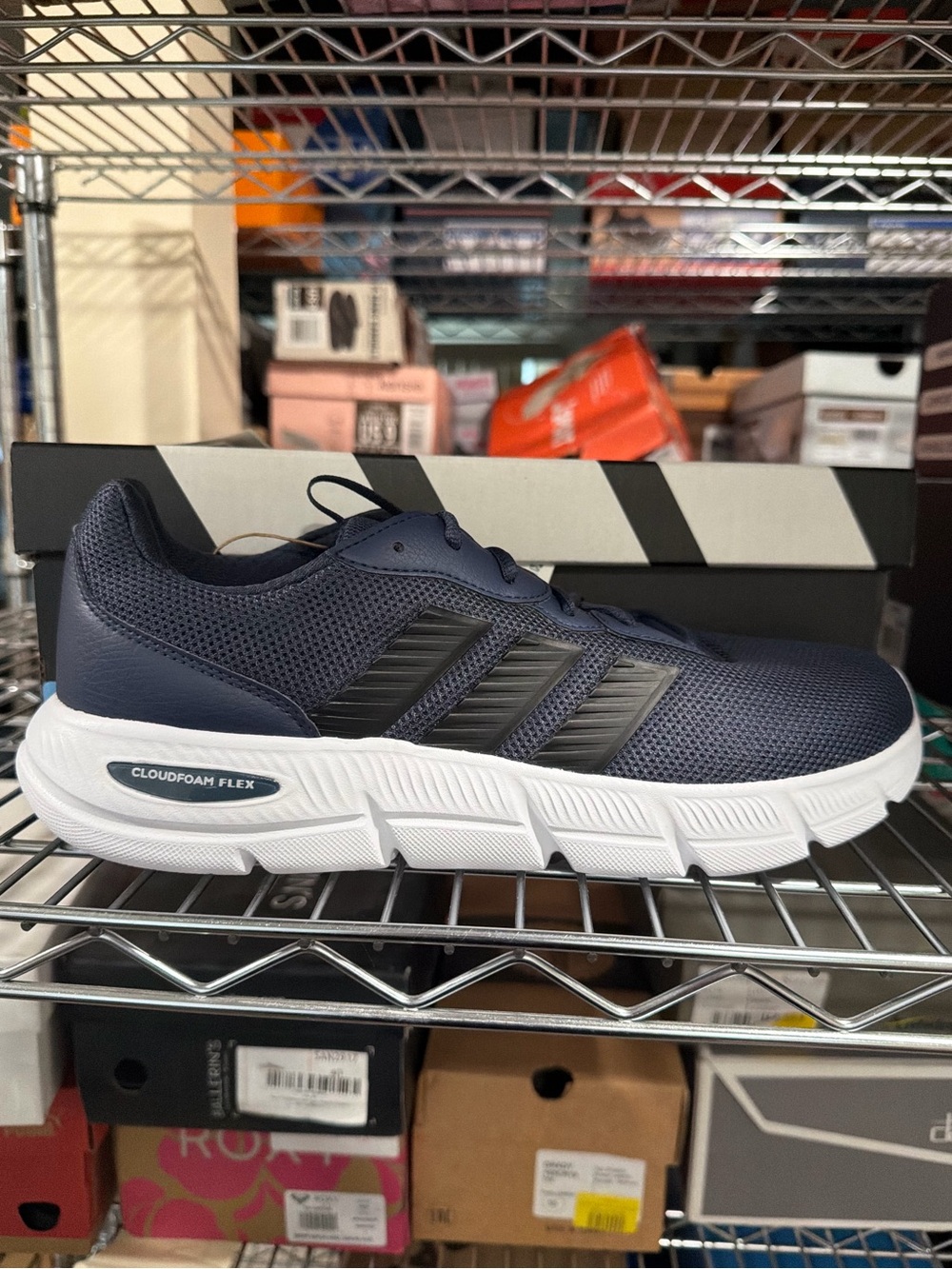 Adidas Men’s Cloudfoam Flex Laces Athletic running Shoes Navy white Size 12 M
